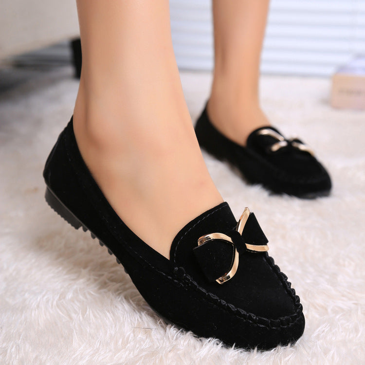 Ladies nan elegant Moccasin half shoes with decorative metal buckle and non-slip rubber sole Mune Fashion