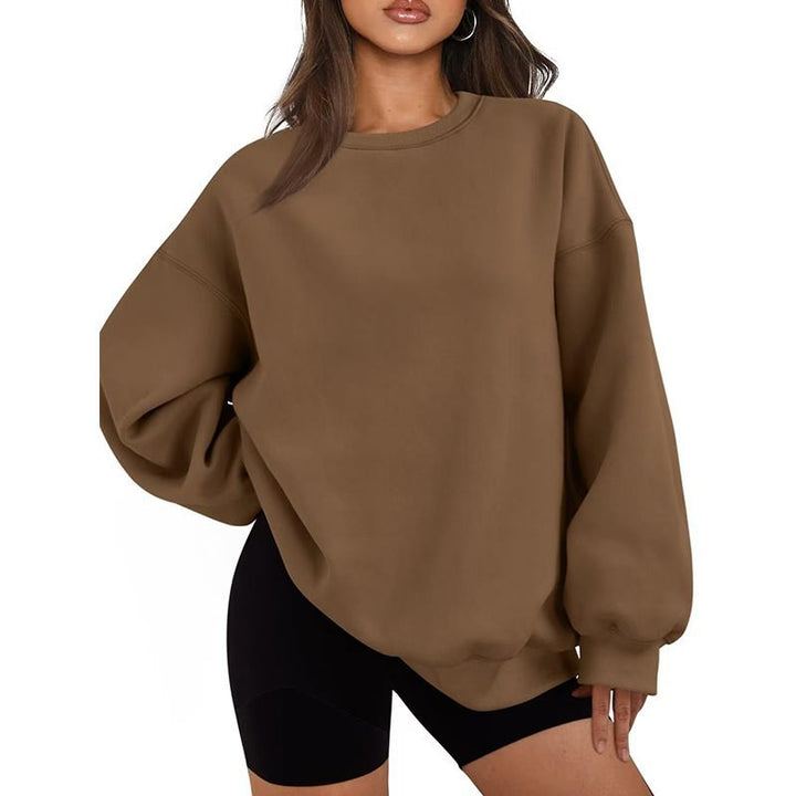 Women Oversized Sweatshirt with Round Neck, extra soft French Terry and dropped Shoulder Mune Fashion