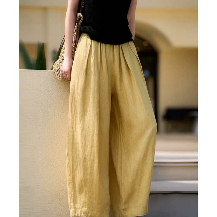Women's Casual, Wide-Cut Linen Pants Mune Fashion