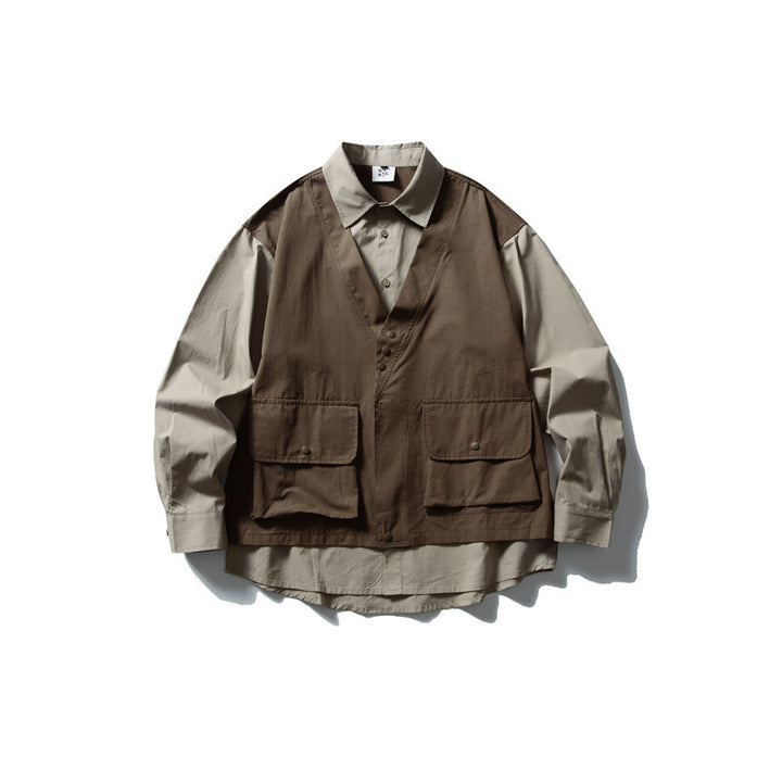 Men's layering shirt with integrated utility vest and patch pockets Mune Fashion