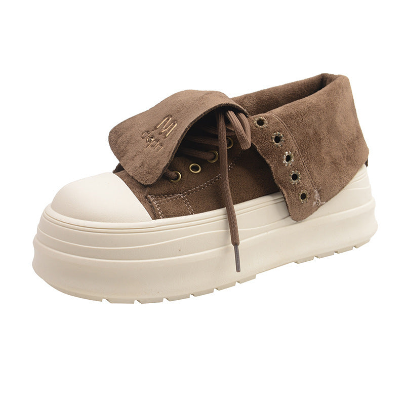 Women's Platform Sneakers with Fashionable Pleat Design and Comfortable Cushioning Mune Fashion