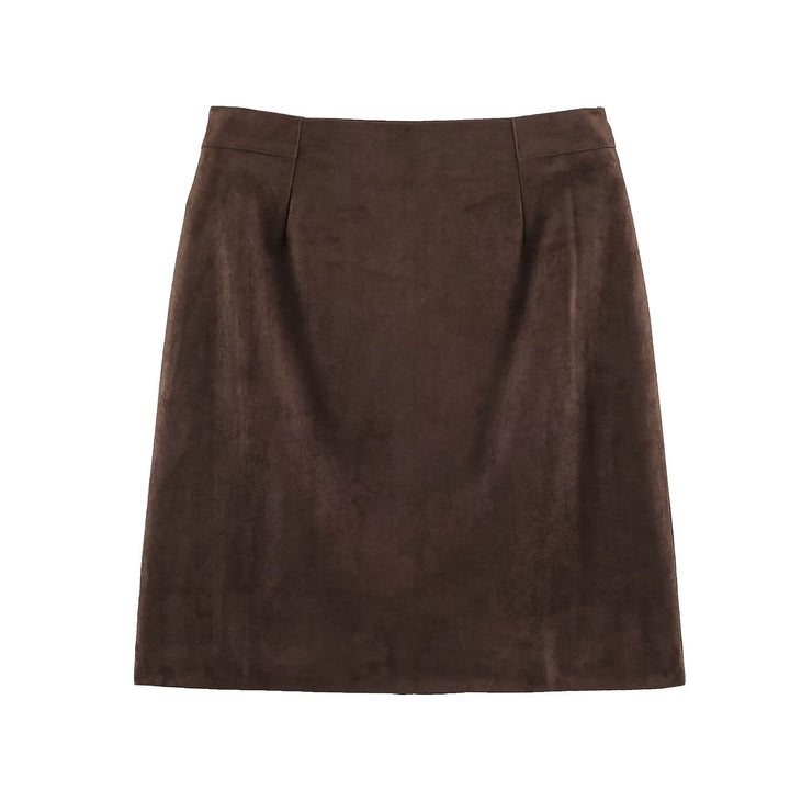 Women's pencil skirt made of suede look with high waist Mune Fashion