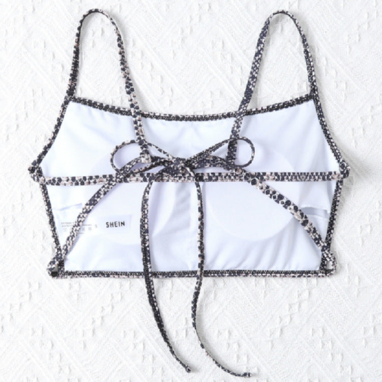 Women's Cropped Bikini Top with Snake Skin Design Mune Fashion