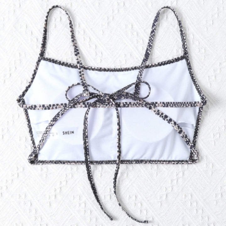 Women's Cropped Bikini Top with Snake Skin Design Mune Fashion