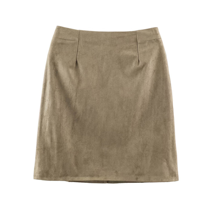 Women's pencil skirt made of suede look with high waist Mune Fashion