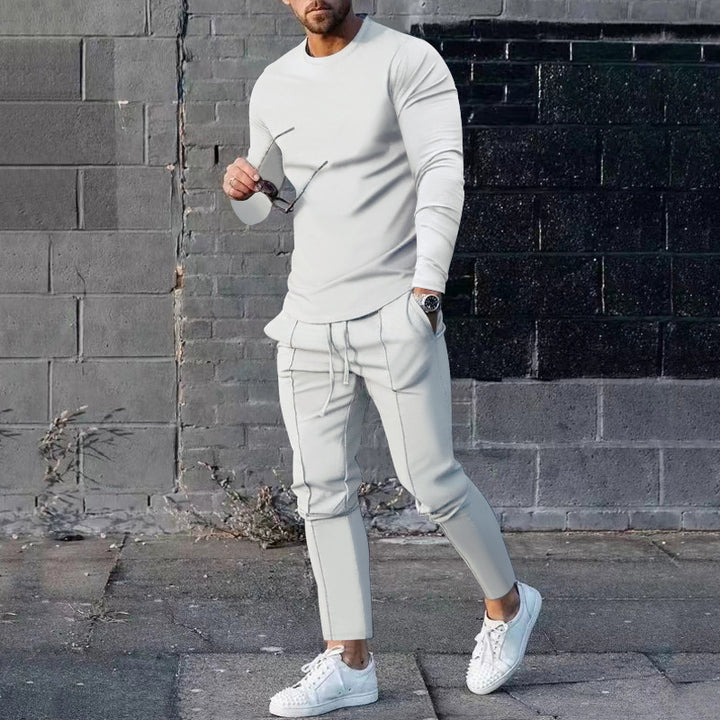 Men's fitted long-sleeve shirt made of cotton stretch with a round neckline and body-hugging fit Mune Fashion