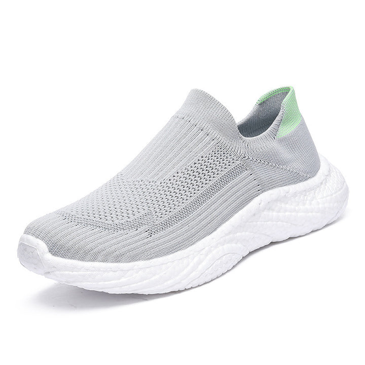 Women's seamless knit entry shoe with sock-like shaft and responsive wave cushioning sole Mune Fashion