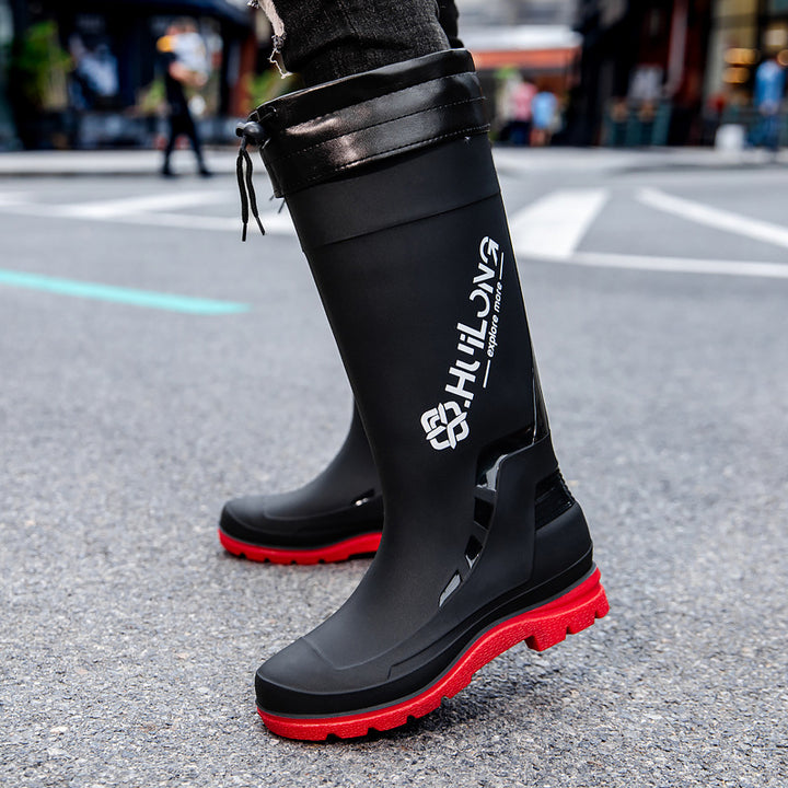 Men's Waterproof Rubber Boots with Adjustable Shaft Closure and Profiled Cushioning Sole System Mune Fashion