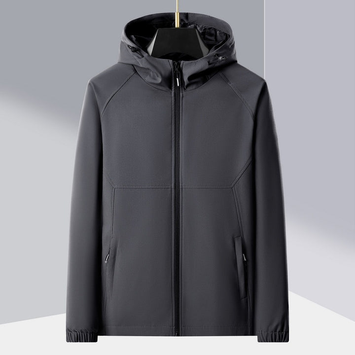 Men's lightweight softshell outdoor jacket with ergonomic hood and diagonal chest zip Mune Fashion