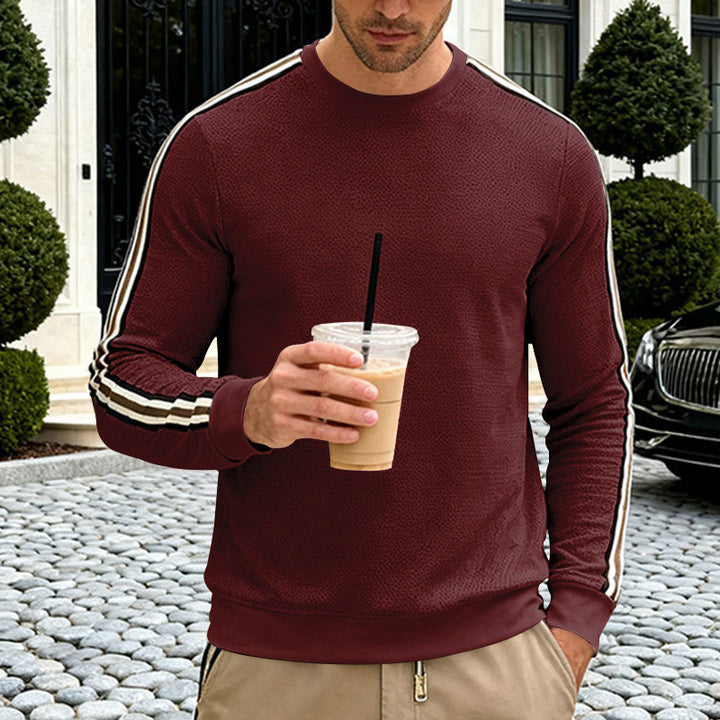 Men's structured sweatshirt with fine waffle texture, contrasting side stripes on the sleeves and a fitted cut Mune Fashion