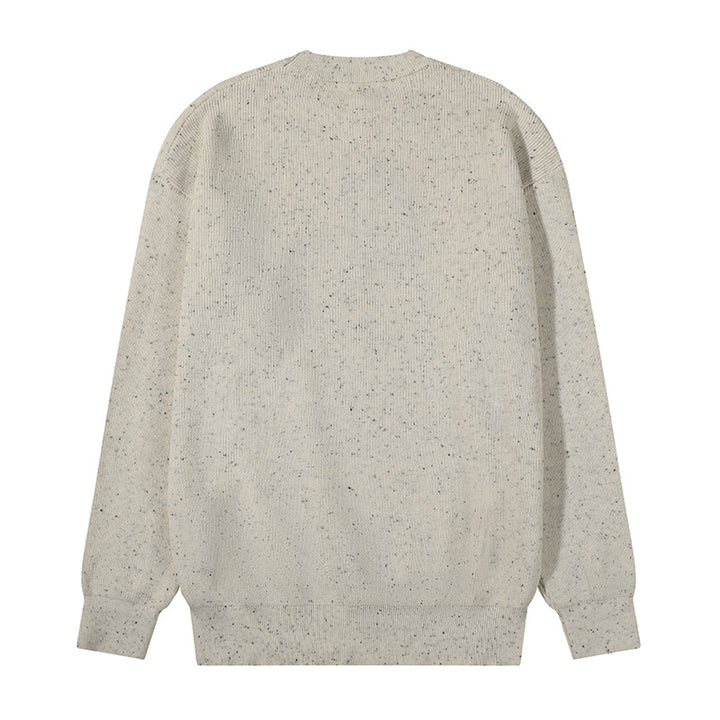 Unisex Large Round Neck Knitted Sweater made of Mélange Yarn with Dropped Shoulder Mune Fashion