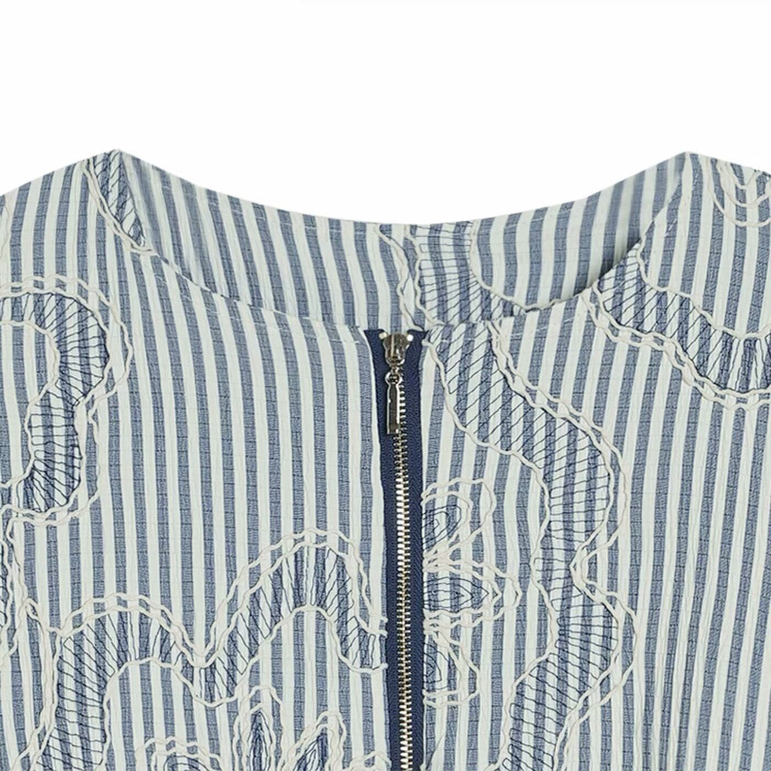 Women's 200+ striped embroidered blouson jacket with full zip Mune Fashion