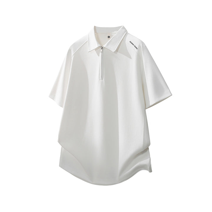 Men's Oversize Half-Zip Polo with Technical Jersey and Extended Back Hem Mune Fashion