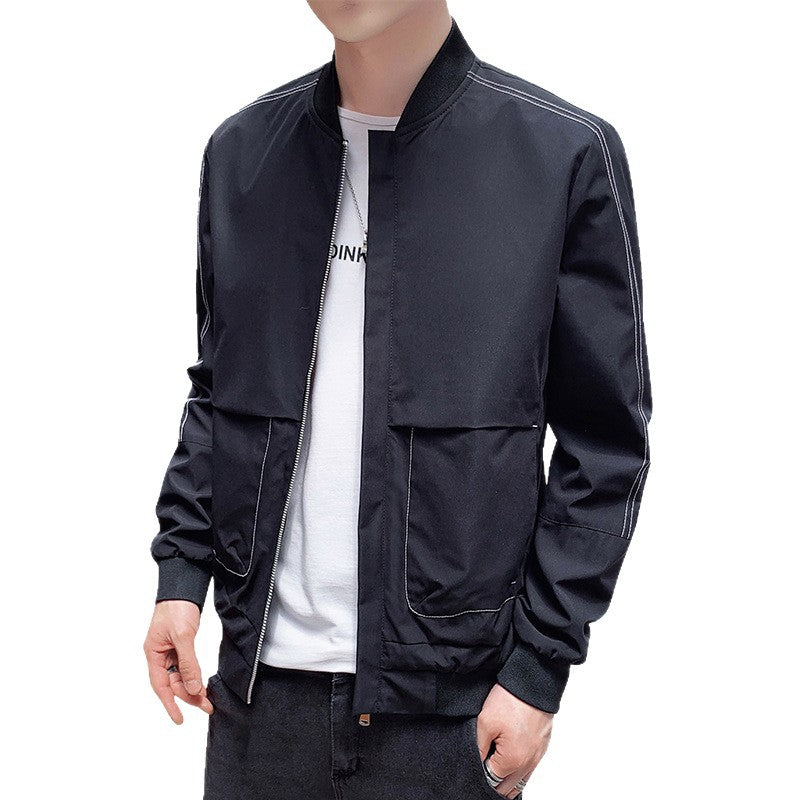 Men's lightweight bomber jacket with contrast seams, zipper and ribbed cuffs Mune Fashion
