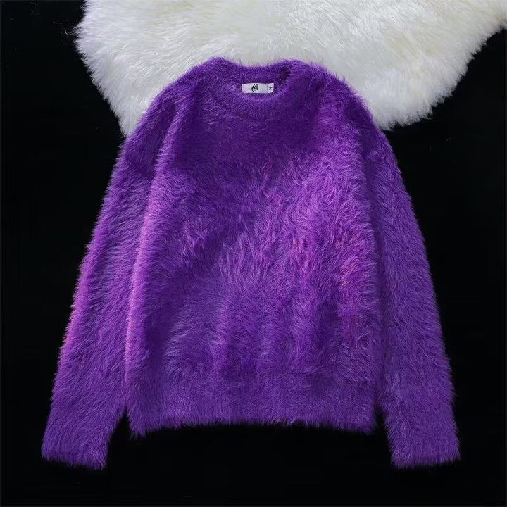 Women Soft Chunky Knit Sweater with Round Neckline Mune Fashion