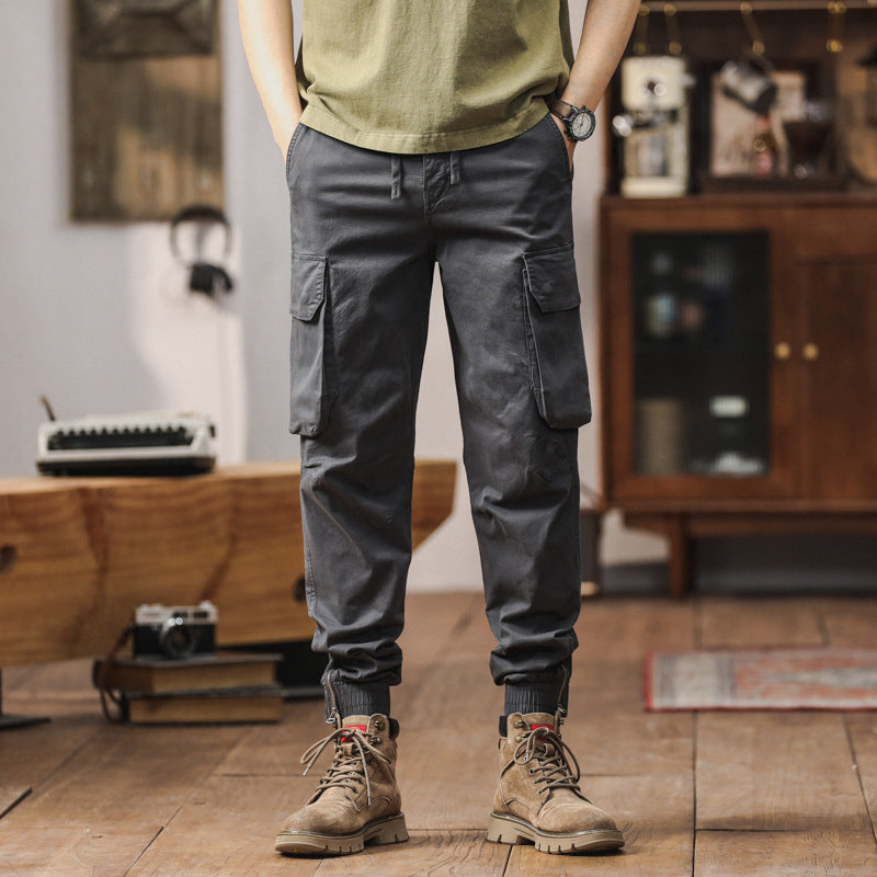 Men's Tactical-Style Cargo Joggers with Drawstring Waistband, Large Flap Pockets, and Ribbed Leg Openings Mune Fashion