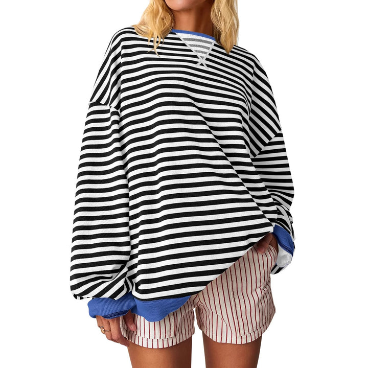Women Oversized Striped Sweatshirt
