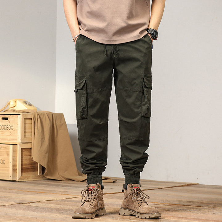 Men's Tapered Cargo Jogger Pants with Reinforced Knee Areas and Elastic Hem Mune Fashion