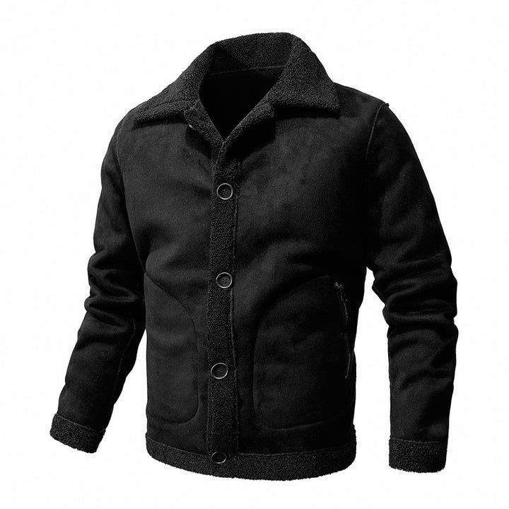 Men's aviator-style jacket with teddy lining, artificial suede & zip pocket Mune Fashion
