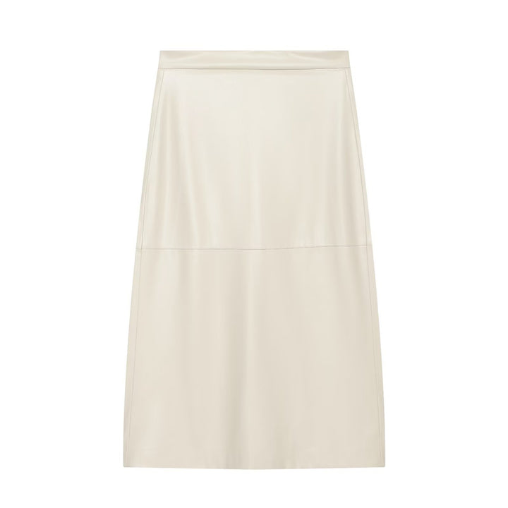 Women's High-Waisted Midi Skirt in Imitation Leather with Panel Seam Mune Fashion