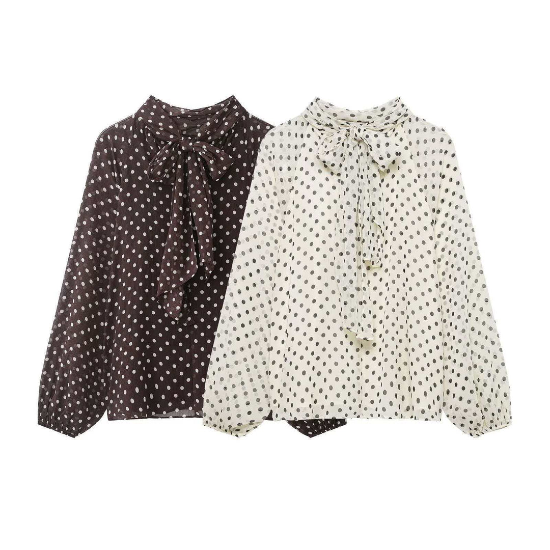 Women nan Chiffon blouse with bow collar and balloon sleeves Mune Fashion