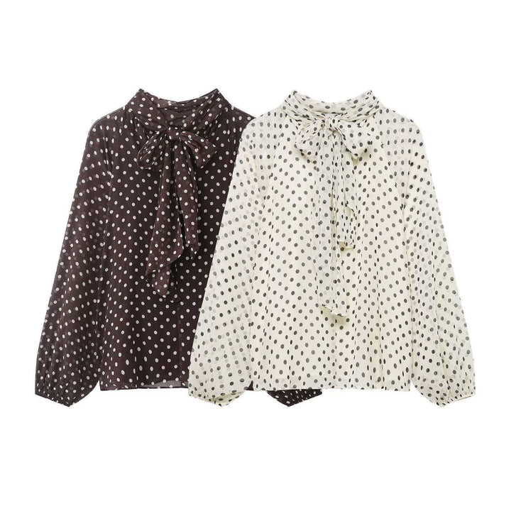 Women nan Chiffon blouse with bow collar and balloon sleeves Mune Fashion