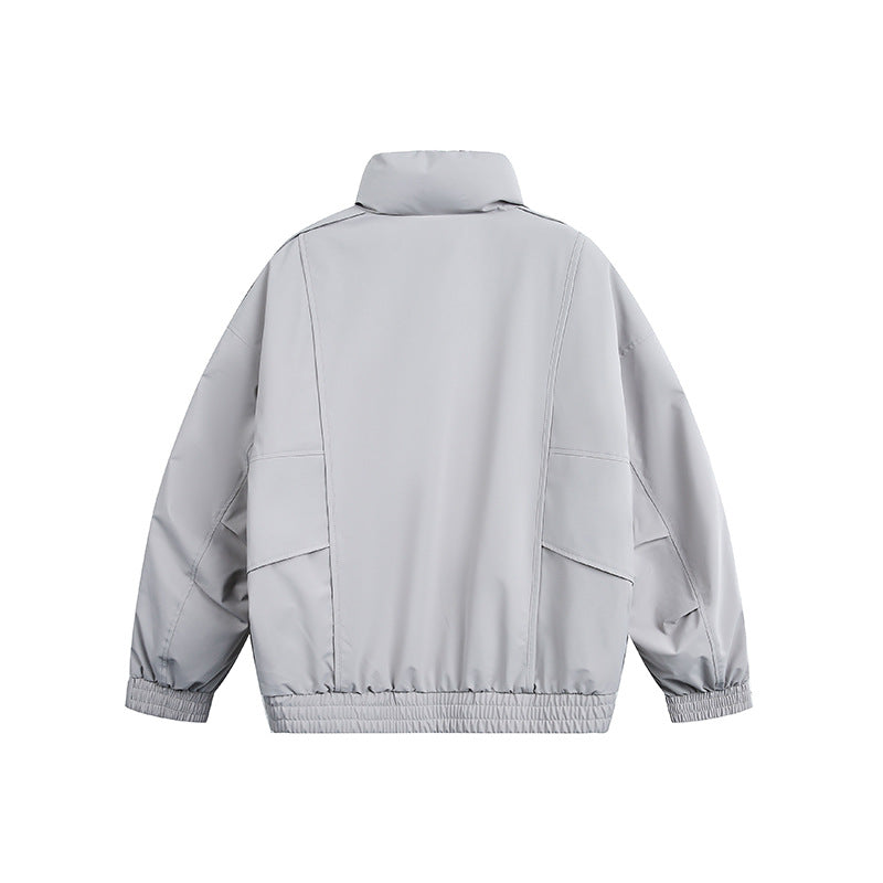 Men's Lightweight Windproof Urban-Utility Bomber Jacket with Stand Collar and Elastic Hem Mune Fashion