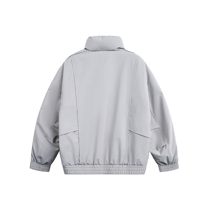 Men's Lightweight Windproof Urban-Utility Bomber Jacket with Stand Collar and Elastic Hem Mune Fashion