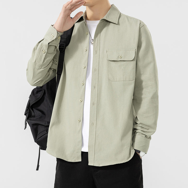 Men's Casual Long Sleeve Shirt with Chest Pocket Mune Fashion
