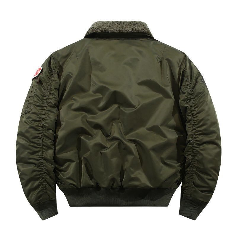 Men's bomber jacket with lambskin collar and utility pockets Mune Fashion