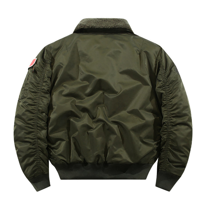 Men's bomber jacket with lambskin collar and utility pockets Mune Fashion