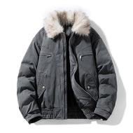 Men's padded bomber jacket with removable faux fur collar Mune Fashion