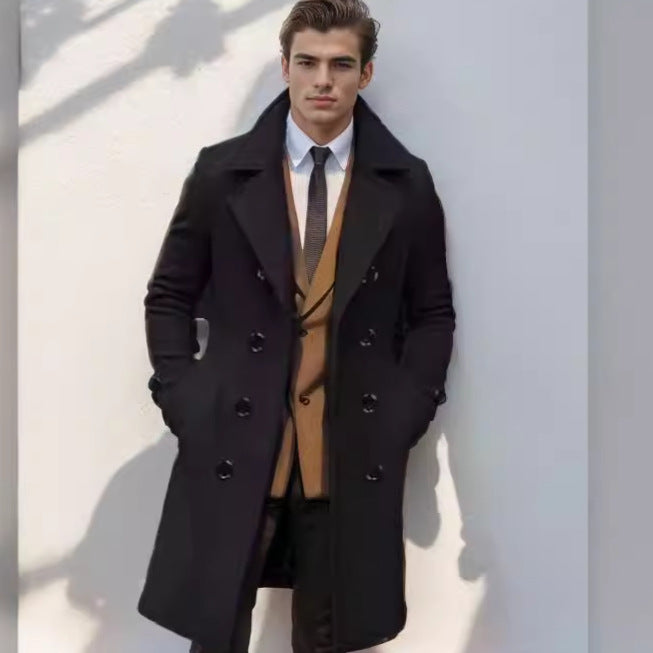 Men's double-breasted wool coat with wide lapels and fitted silhouette Mune Fashion