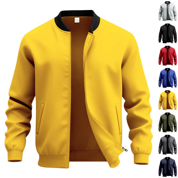 Men's lightweight bomber-style blouson with partially concealed zipper, ribbed cuffs, and side pockets Mune Fashion