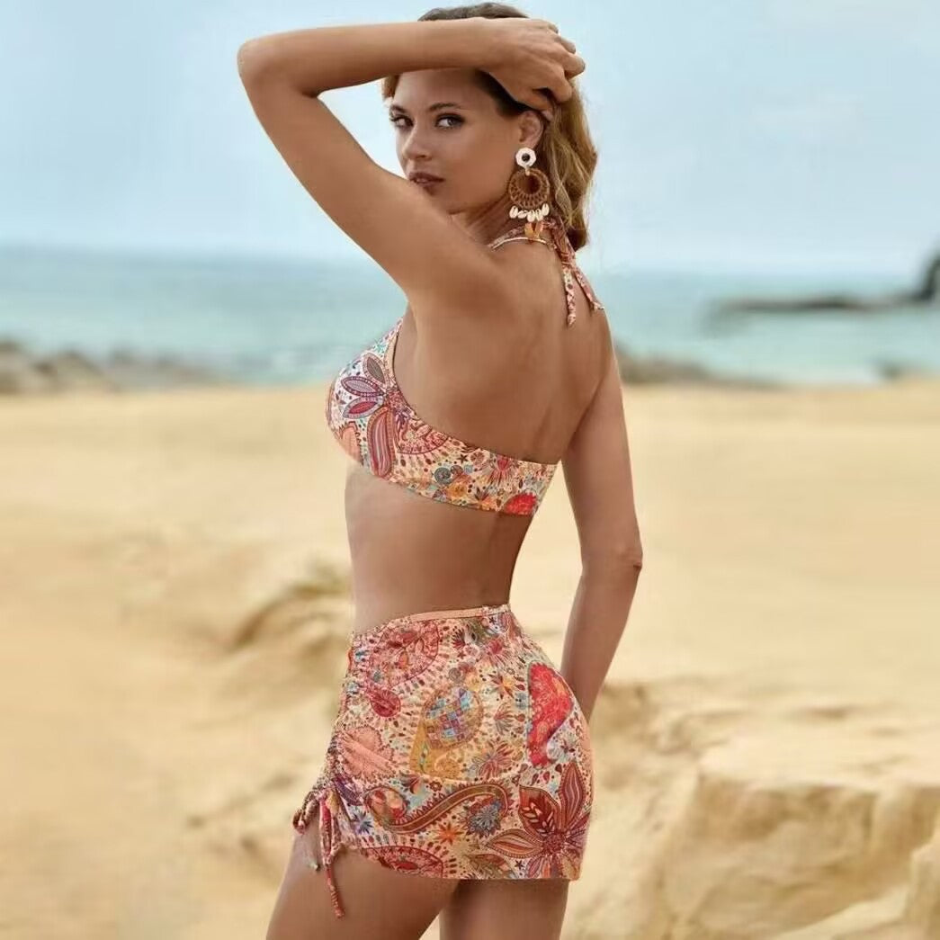 Women's bikini set with decorative knot and fashionable skirt Mune Fashion