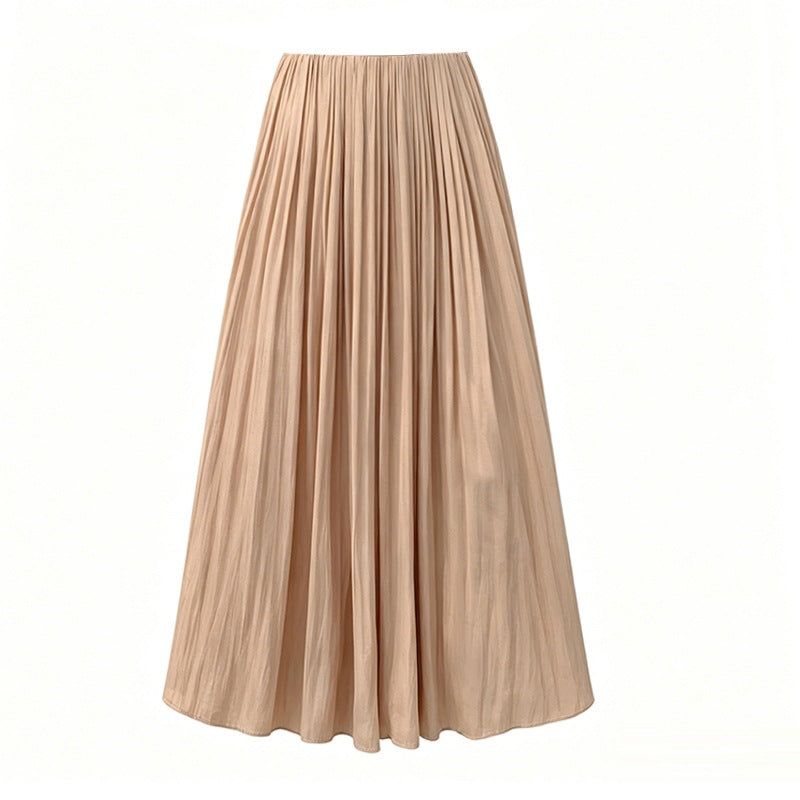 Women's flowing, gathered maxi skirt with fine pleats and high elastic waistband, Mune Fashion