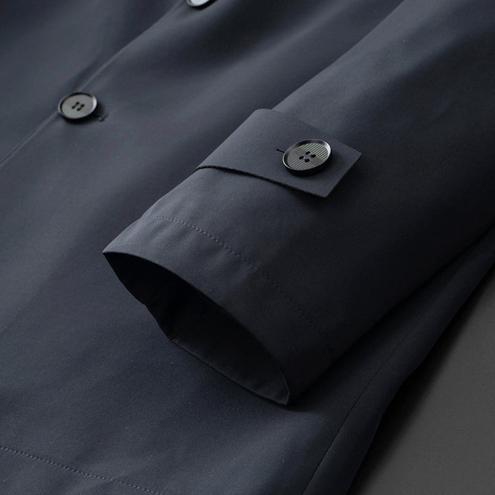 Men's shorter business overcoat with water-repellent surface and checked lining Mune Fashion