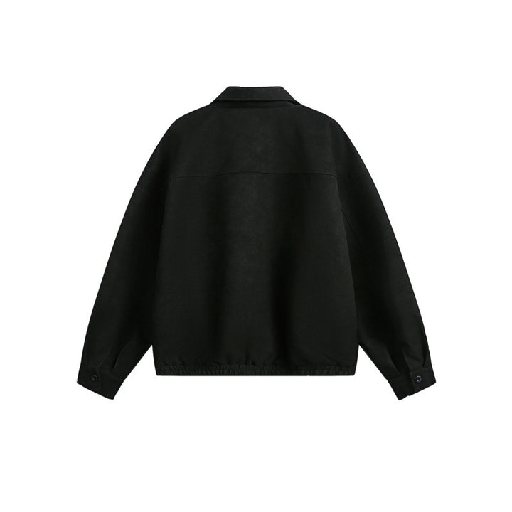 Unisex Boxy Blouson Jacket with Full Metal Zip and Shirt Collar Mune Fashion