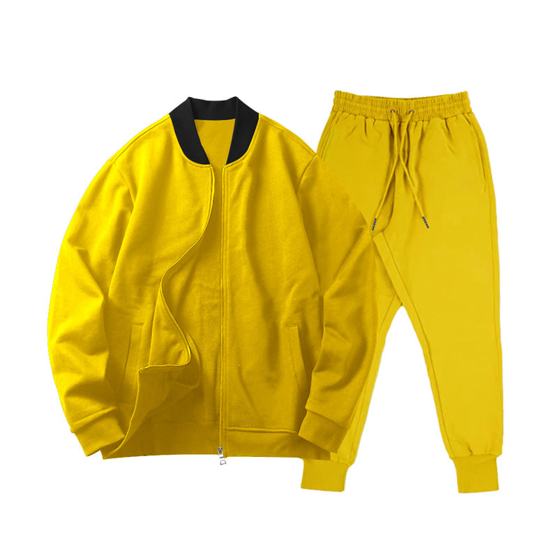 Men's casually cut sweat set with zip bomber jacket and tapered jogging pants made of soft cotton fleece Mune Fashion
