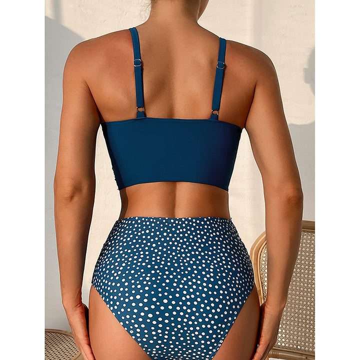 Women High-neck Bikini with Elegant Gathering Mune Fashion