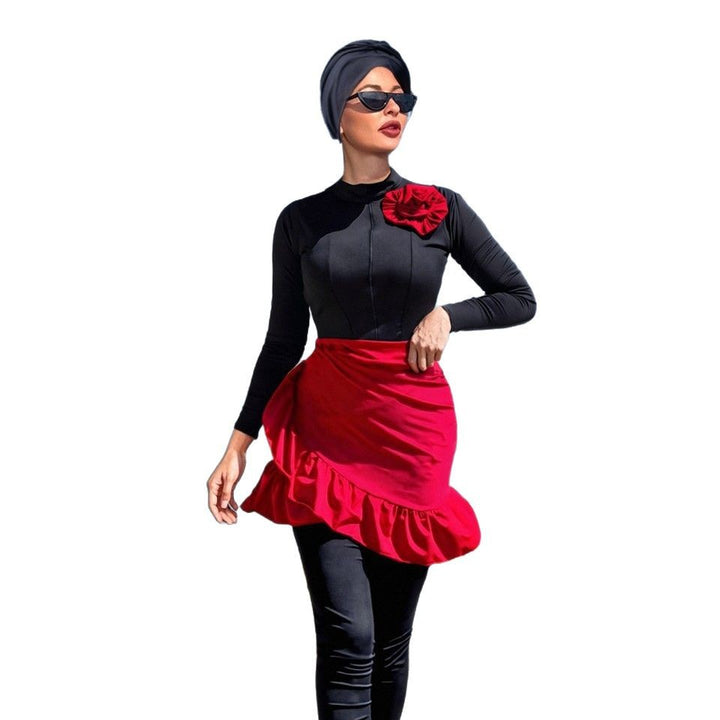 Women's Stylish Swimsuit with Skirt and Long Sleeve Mune Fashion