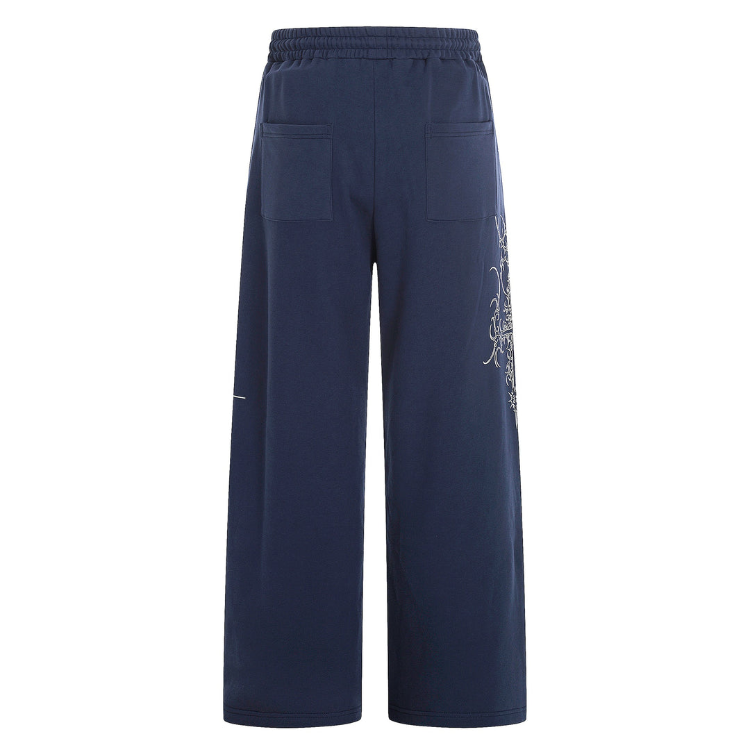 Women's Loose Sweatpants with Drawstring, Decorative Studs and Graphic Print Mune Fashion