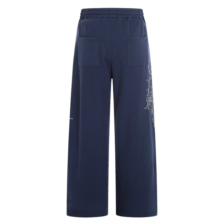 Women's Loose Sweatpants with Drawstring, Decorative Studs and Graphic Print Mune Fashion