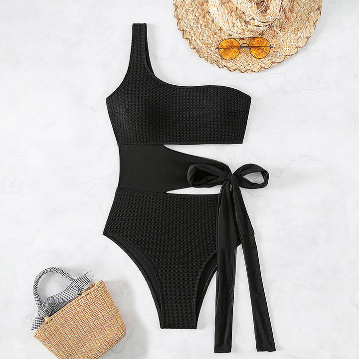 Women's One Shoulder Bikini with Trendy Wrap Design Mune Fashion