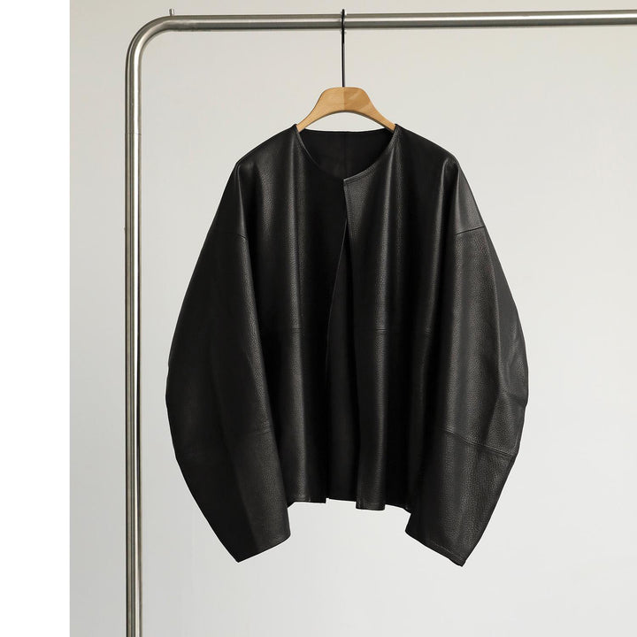 Women Oversized Leather Jacket Mune Fashion