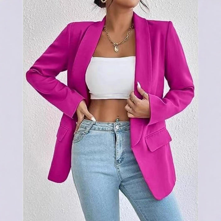 Women's Longline-Oversize-Blazer with Shawl Collar and Flap Pockets Mune Fashion
