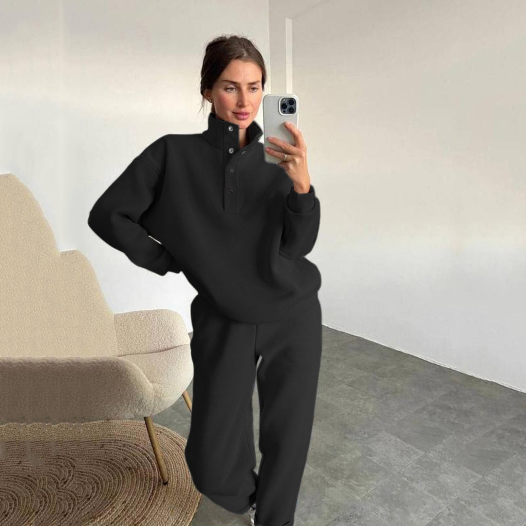 Women's cozy oversized fleece set with standing collar and jogger Mune Fashion