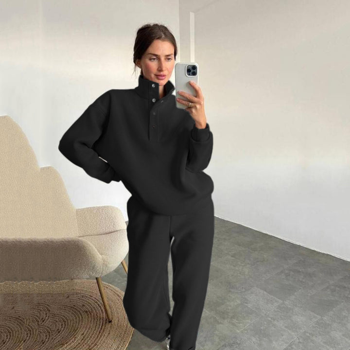 Women's cozy oversized fleece set with standing collar and jogger Mune Fashion