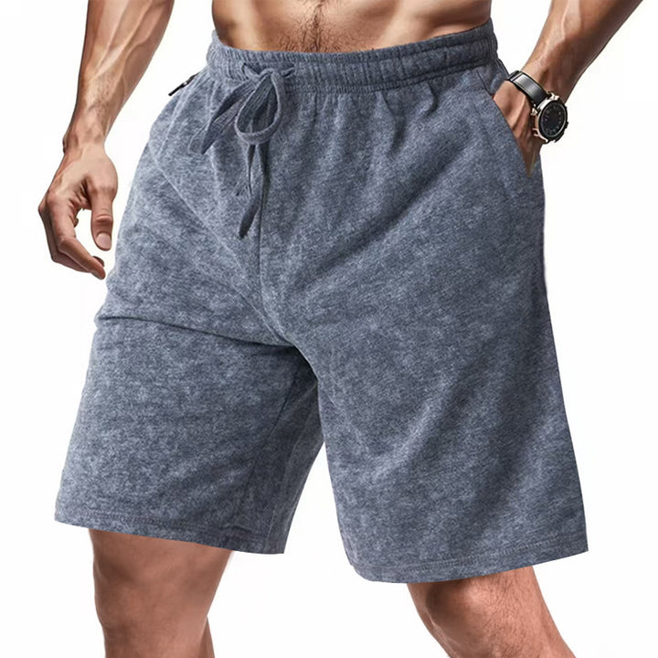 Men's lightly fitted terry shorts with elastic waistband, drawstring and side pockets Mune Fashion