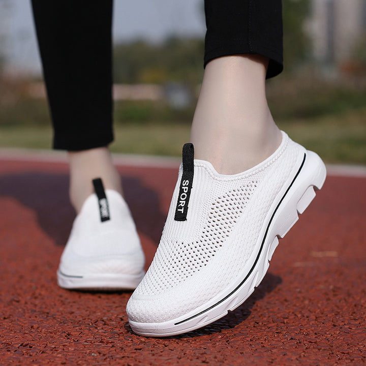 Ladies nan light knit mule with open heel, cushioning lightweight sole and pull tab Mune Fashion